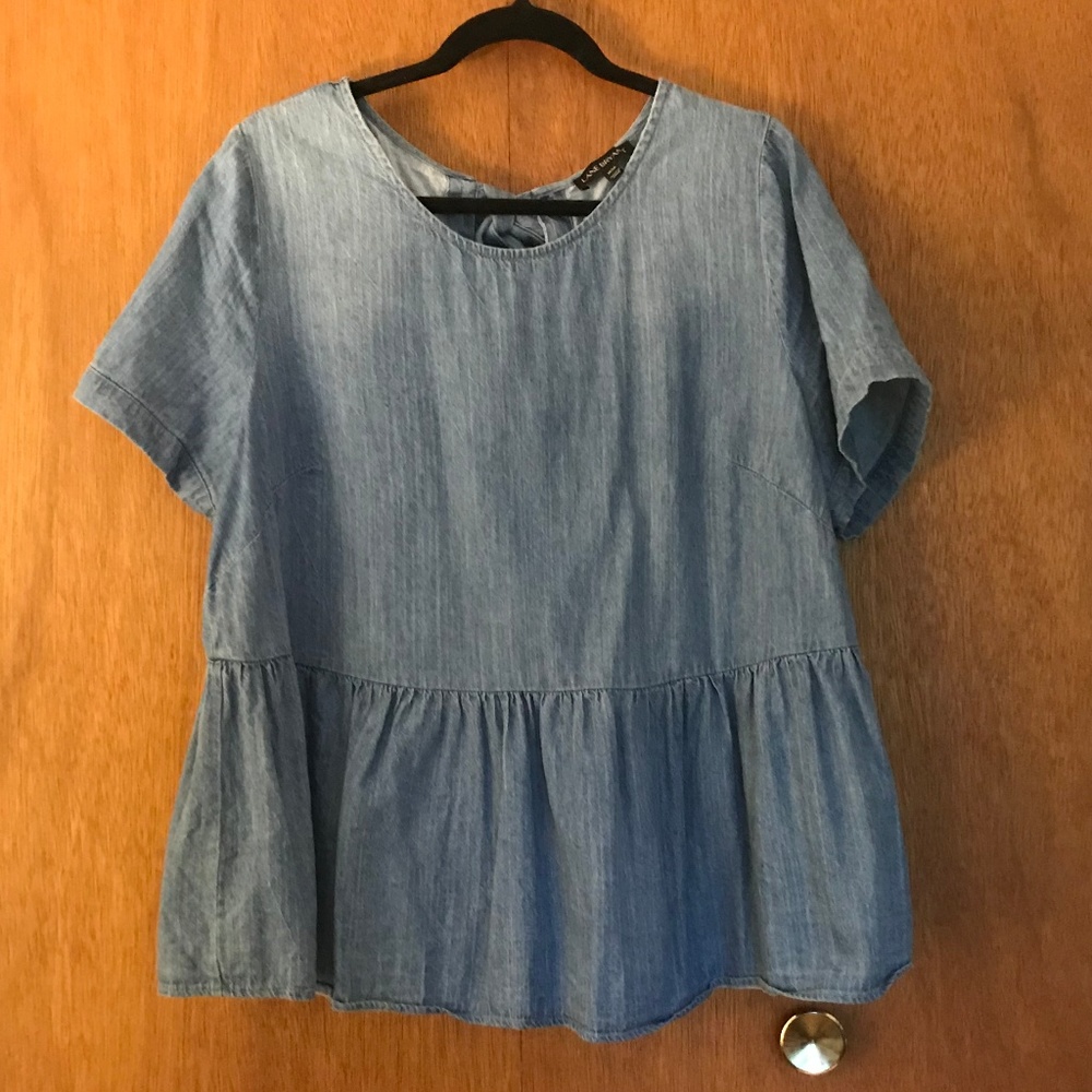 Lane Bryant Light Blue Chambray Peplum Top